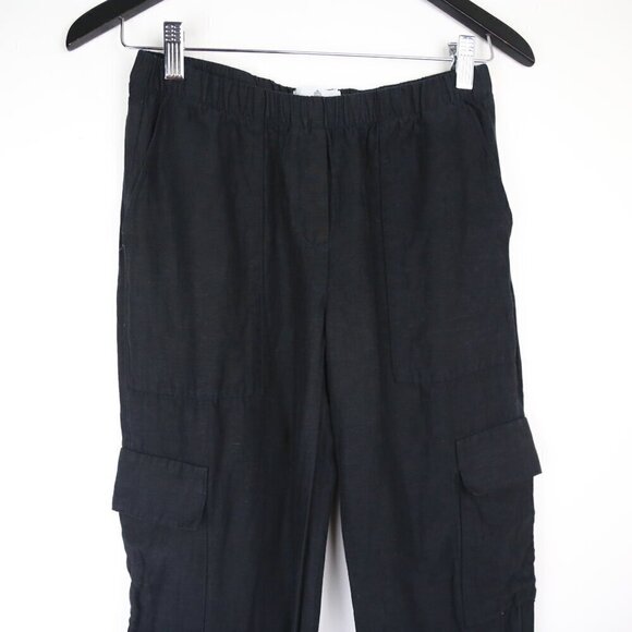 Aritzia Babaton Titan Straight-leg Linen Cargo Black Pants Size 0 - Picture 3 of 8